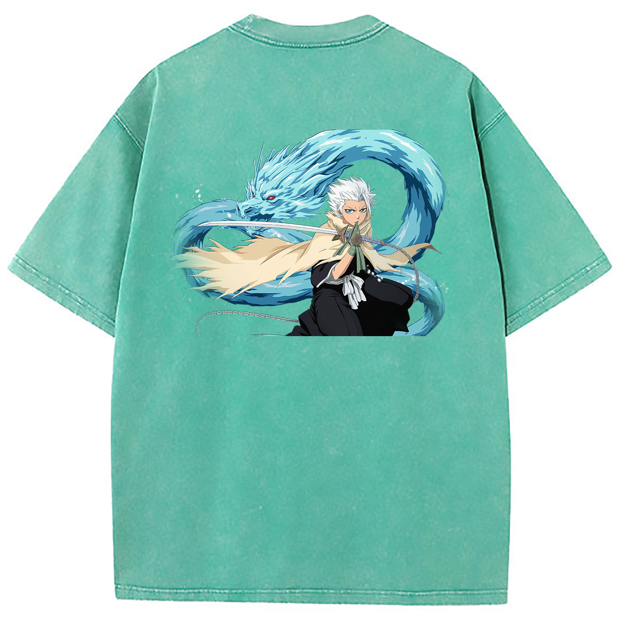 （画像用） ブリーチ 日番谷冬獅郎（ひつがや とうしろう） BLEACH Hitsugaya Toushirou 綿100% ヴィンテージ風 半袖Tシャツ（背面プリント）